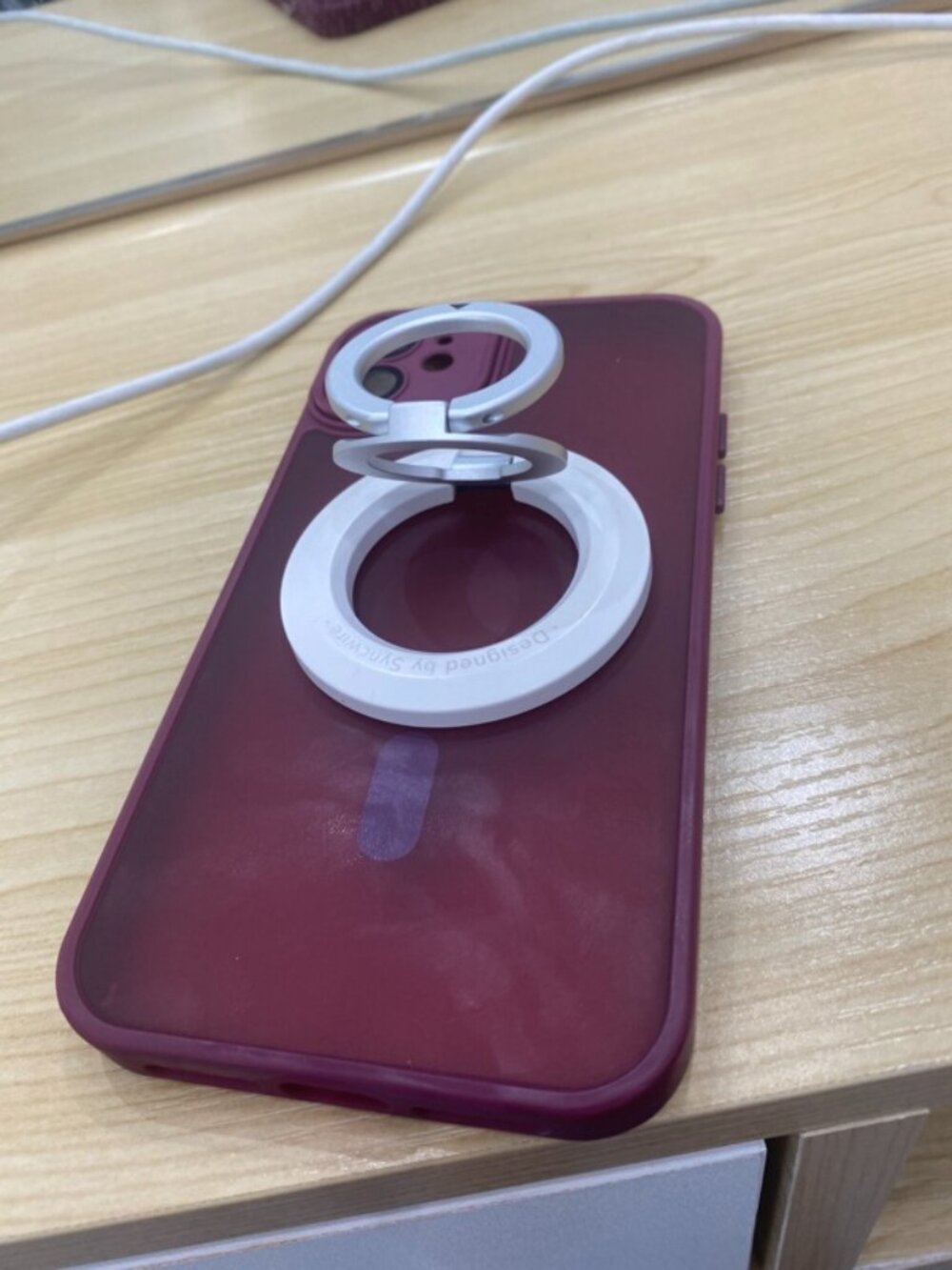 Burgundy Magnetic Ring Stand iPhone Case